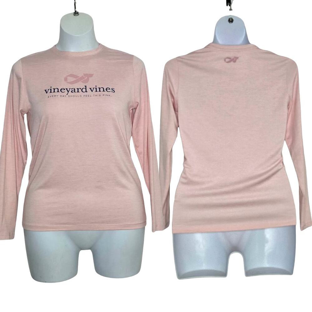 Vineyard Vines Performance Breast Cancer Awareness Long Sleeve Crew Shirt Size M